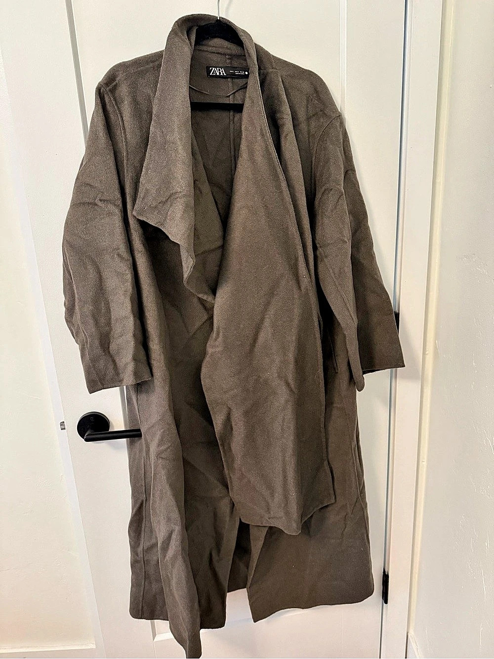 Zara Scarf Collar Long Coat Brown